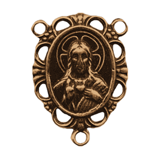 Vintage Bronze Sacred Heart of Jesus Oval Center