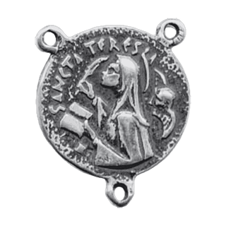 Vintage White Bronze Saint Teresa of Avila Rosary Center