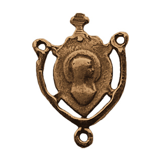 Vintage Bronze Sacred Heart Openwork Rosary Center — reverse