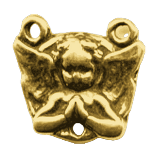Vintage Yellow Bronze Praying Cherub Rosary Center