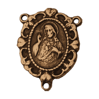 Vintage Bronze Little Hearts Rosary Center