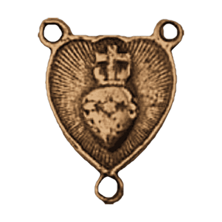 Vintage Bronze Sacred Heart and Sorrowful Mother Center