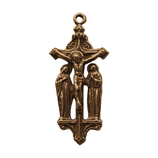 Vintage Bronze Crucifix Medal with Mary and St. John