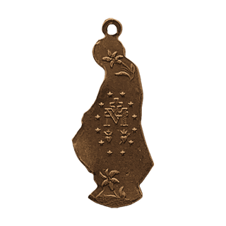 Vintage Bronze Shaped Miraculous Medal of Our Lady of Grace — reverse