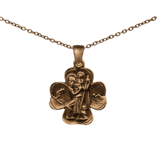 Vintage Bronze St. Christopher Clover Medal
