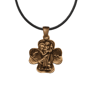 Vintage Bronze St. Christopher Clover Medal