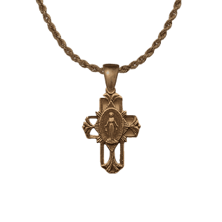 Vintage Bronze Miraculous Medal Cross
