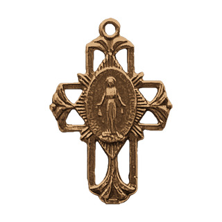 Vintage Bronze Miraculous Medal Cross
