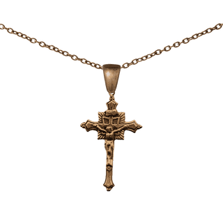 Vintage Bronze Radiant Crucifix with Flared Arms