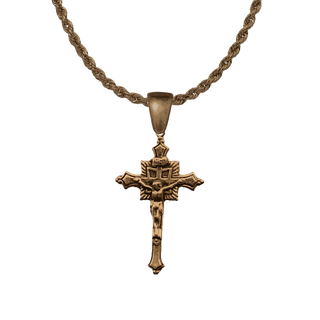 Vintage Bronze Radiant Crucifix with Flared Arms