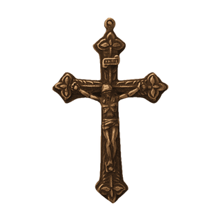 Vintage Bronze Three-Leaf Italian Crucifix
