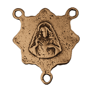 Vintage Bronze Crowned Madonna Eight-Point Rosary Center — reverse
