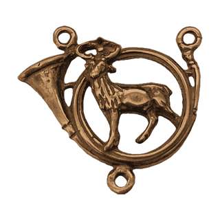 Vintage Bronze St. Hubert Rosary Center with Stag and Horn
