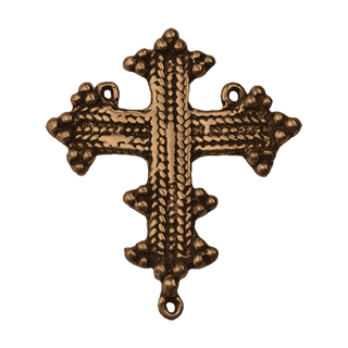 Vintage Bronze Coptic Rope-and-Bead Rosary Center