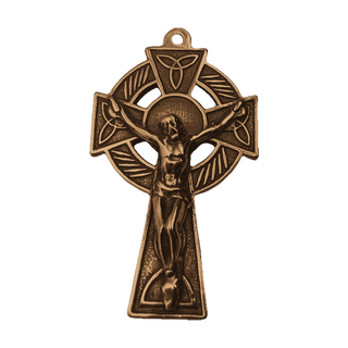 Vintage Bronze Celtic Ringed Crucifix
