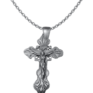 Vintage White Bronze Spanish Colonial Crucifix, Philippines