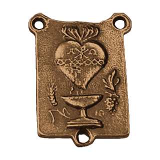 Vintage Bronze Crowned Madonna and Sacred Heart Center — reverse
