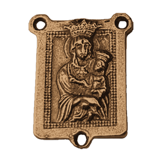 Vintage Bronze Crowned Madonna and Sacred Heart Center