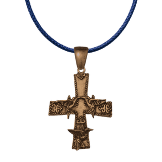 Vintage Bronze Three Doves Cross