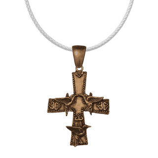Vintage Bronze Three Doves Cross