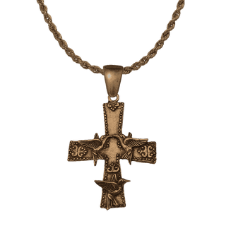 Vintage Bronze Three Doves Cross