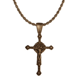 Vintage Bronze Renaissance Double-Sided Crucifix