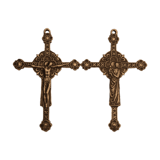 Vintage Bronze Renaissance Double-Sided Crucifix