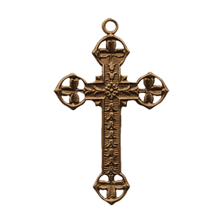 Vintage Bronze Shamrock Crucifix — reverse
