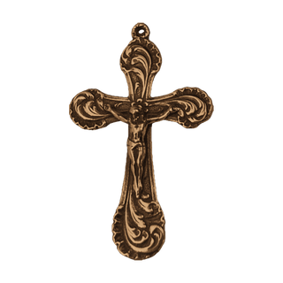 Vintage Bronze Edwardian Acanthus Scroll Crucifix