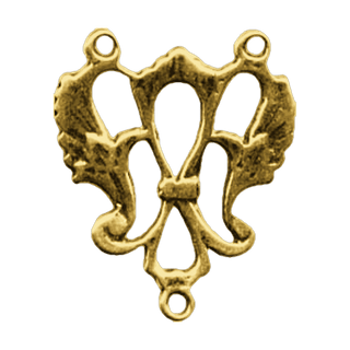 Vintage Yellow Bronze Victorian Ribbon Rosary Center