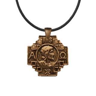 Vintage Bronze Jerusalem Cross Medal with Head of Christ
