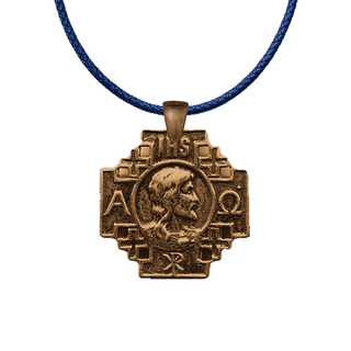 Vintage Bronze Jerusalem Cross Medal with Head of Christ