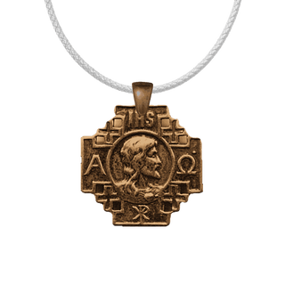 Vintage Bronze Jerusalem Cross Medal with Head of Christ