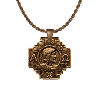Vintage Bronze Jerusalem Cross Medal with Head of Christ