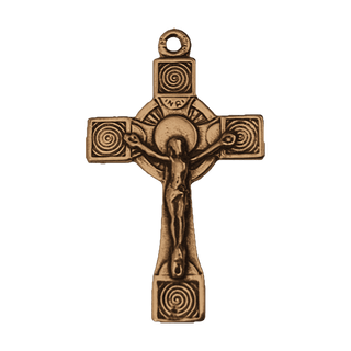 Vintage Bronze Celtic Spiral Crucifix with Rayed Nimbus