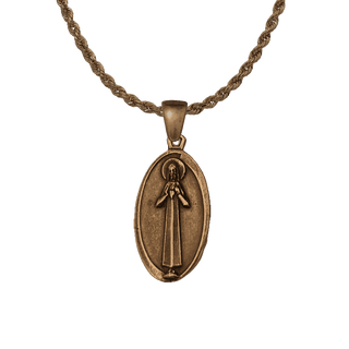 Vintage Bronze Art Deco Medal of Christ and the Virgin