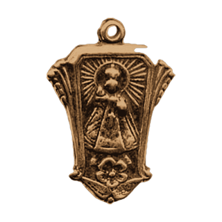 Vintage Bronze Infant of Prague Shrine Medal
