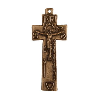 Vintage Bronze Irish Penal Crucifix with Passion Symbols