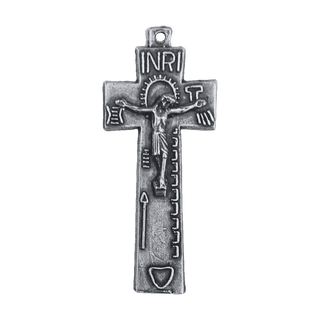 Vintage White Bronze Irish Penal Crucifix with Passion Symbols
