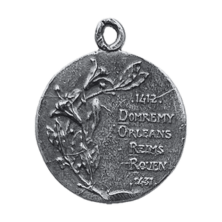 Vintage Sterling Silver Joan of Arc Medal, Domremy to Rouen — reverse