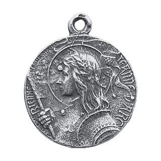 Vintage White Bronze Joan of Arc Medal, Domremy to Rouen