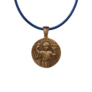 Vintage Bronze Child Jesus with the Eucharist Medal
