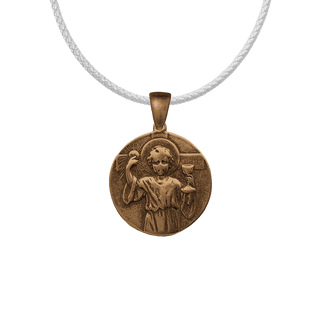 Vintage Bronze Child Jesus with the Eucharist Medal