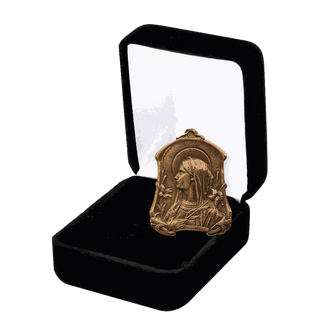 Vintage Bronze Virgin Mary with Lilies Medal