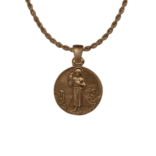Vintage Bronze Guardian Angel and Good Shepherd Medal