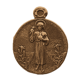 Vintage Bronze Guardian Angel and Good Shepherd Medal