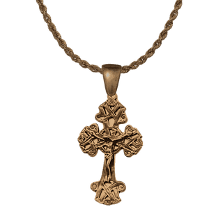 Vintage Bronze Celtic Knotwork Crucifix, Large