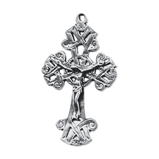 Vintage White Bronze Celtic Knotwork Crucifix, Large