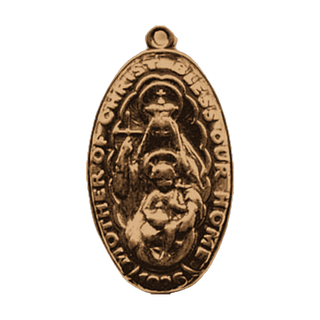 Vintage Bronze Mother of Christ Bless Our Home Medal