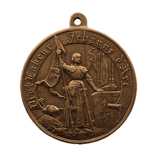 Vintage Bronze Joan of Arc Medal, France, Large